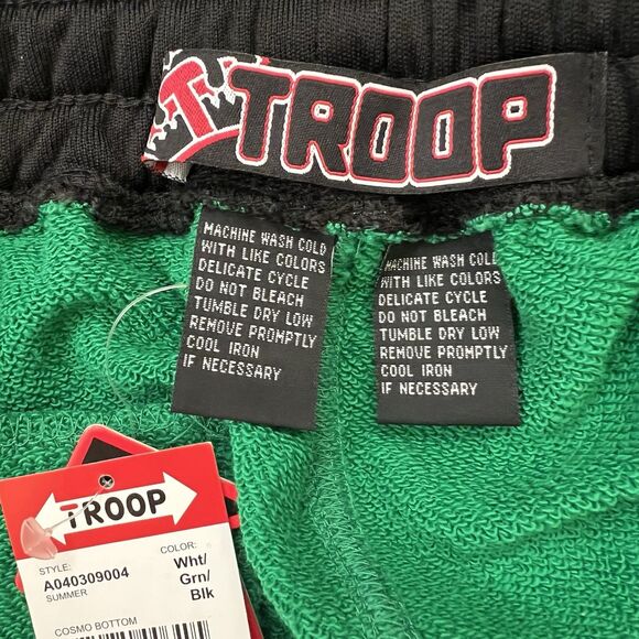 Troop Men’s Swingman Basketball Shorts Capoeira Green White Patched Sz XL - Picture 7 of 9